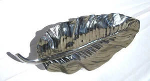 Beatriz Ball Metal Zebra Leaf Platter or Serving Tray - Picture 1 of 7