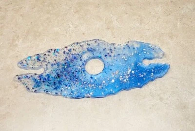 Garrafa de vinho caddy/suporte de vidro de vinho azul claro misturado com brilho azul prata - Imagem 1 de 4