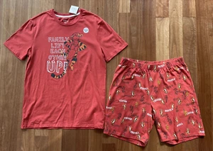 Disney Youth Tigger Winnie the Pooh orange PJ pyjama set shorts t-shirt 14 NWT - Picture 1 of 8
