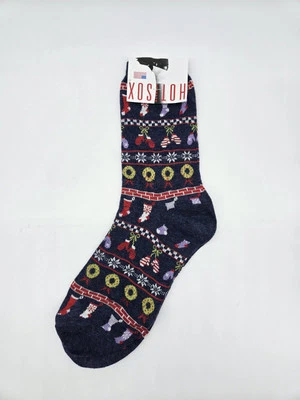 Hot Sox Calcetines de Navidad Azul con Coronas, Medias, Mitones y Copos de Nieve Foto 1 de 2