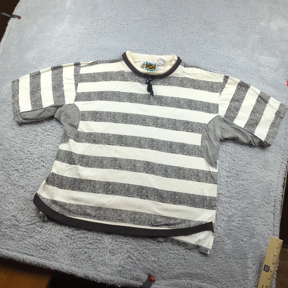 Camiseta Vintage Next Exit Para Hombre M Negra Blanca Rayas Años 80 Retro Capa Cordón Foto 1 de 4