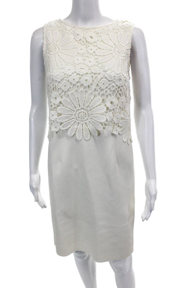 Vestido Catherine Catherine Malandrino para mujer a crochet sin mangas blanco talla 2 Foto 1 de 4