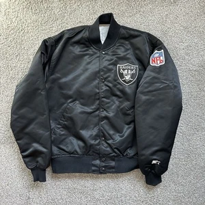 VTG 80s OAKLAND LOS ANGELES RAIDERS STARTER SATIN JACKET SIZE L MADE IN USA NWA - Picture 1 of 11