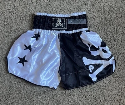 Phantom Republic NWT Muay Thai Shorts – Skull & Star, Size Small, Black/White - Image 1 of 4