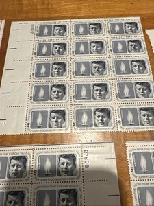 54 Vintage Stamps Unused Unhinged Blocks US Kennedy President Margin Block - Picture 1 of 14