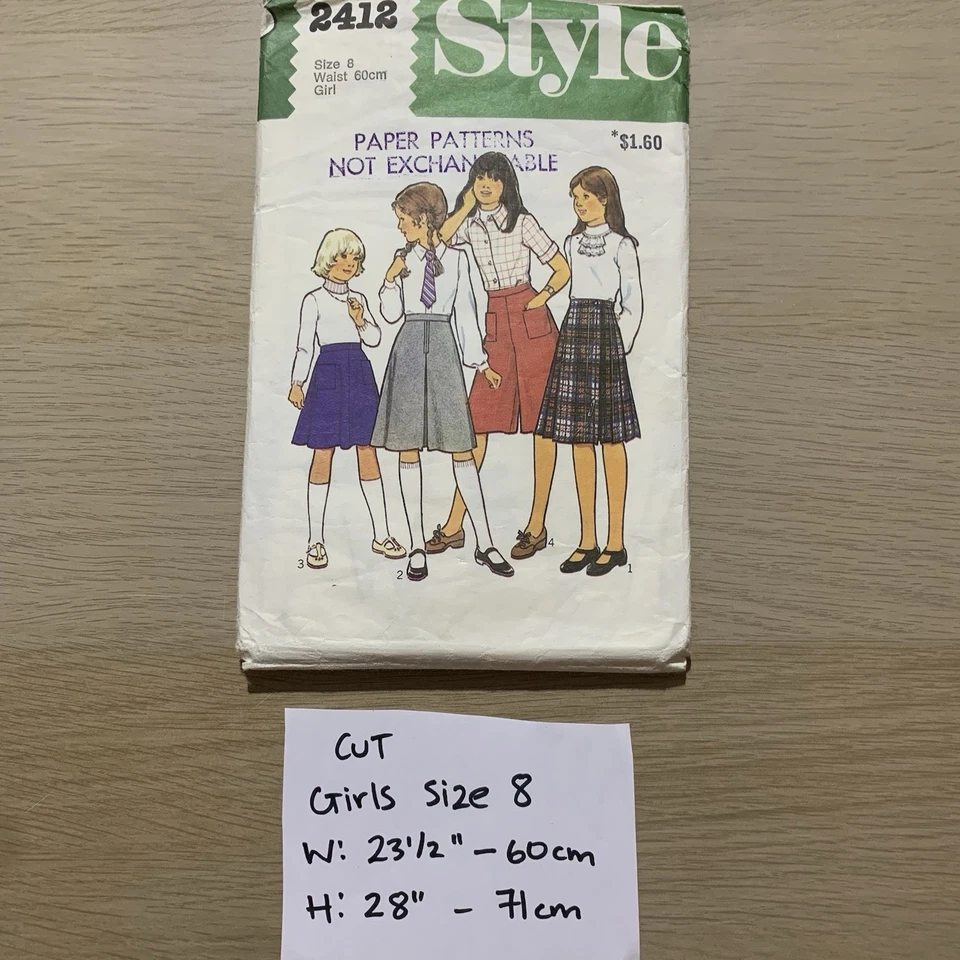 Vintage Girls Sewing Pattern Cut Size 8 School Uniform Skirts Culottes - Image 1 of 3