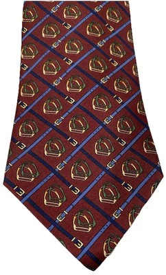 Corbata y estribos Tommy Hilfiger 100 % seda para hombre granate y azul Foto 1 de 4