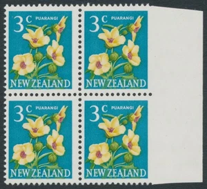 NUEVA ZELANDA - 1967 3c Flor, bloque de 4, imperforado a la derecha, MNH - SG # 849 - Imagen 1 de 2