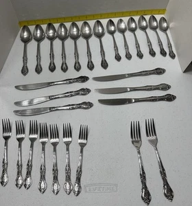 Marseille Japan Edelstahl Besteck Floral 28 Teile Löffel Gabeln Messer - Bild 1 von 20