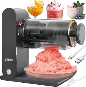 Elektrische wiederaufladbare Schneekegelmaschine - Enleber, dunkelgrau, tragbares Rasiereis - Bild 1 von 6
