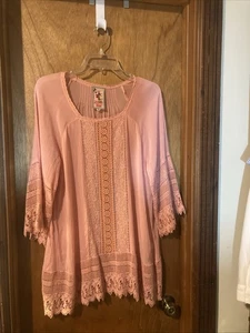 Top/vestido boho Johnny Was mediano de encaje melocotón talla mediana DSM - Imagen 1 de 8