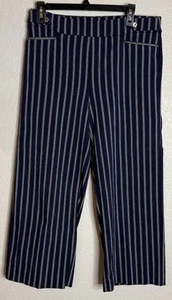 Chicos Mujer 1.5 US 10 Regular Brigitte Azul Marino Rayas Pierna Ancha Pantalones Cortos - Imagen 1 de 11