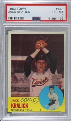1963 Topps Semi-High # Jack Kralick #448 PSA 6 - Image 1 of 2