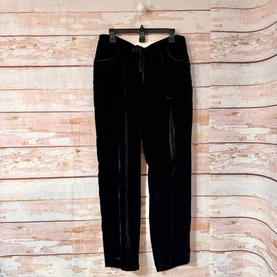 Eddie Bauer Vintage 00s Black Velvet Pants NEW Size 14 Drawstring Waist  - Image 1 of 4