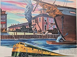VINTAGE ANNI 50 GM ELETTRO-MOTIVE DIVISION DIESEL POWER RAILROAD AD TRAIN EFFIMERA - Foto 1 di 11
