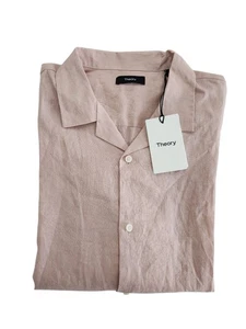 Theory Violeta Precise Linen Short Sleeve Button Shirt Men's Large - Picture 1 of 12