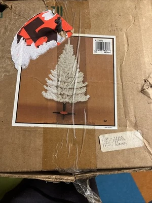 Vintage Artificial Christmas Tree 6ft Green White Fir with Base Home Decor - Image 1 of 3