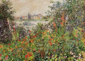 Dream-art Oil painting Claude Monet Flowers at Vetheuil spring landscape canvas - Picture 1 of 1