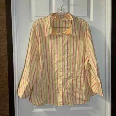 Blusa Carolina Colores Amarillas Rayas Abotonada Talla 22/24W Foto 1 de 4