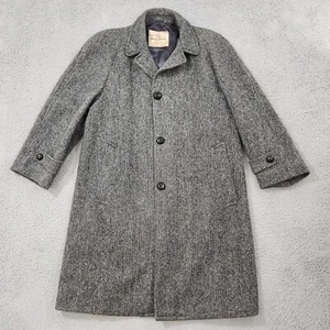 Vintage Harris Tweed Jacket Mens L/XL Gray Handwoven Pure Scottish Wool Topcoat - Picture 1 of 17