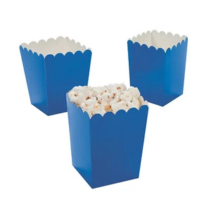 Mini Blue Popcorn Boxes- Party Supplies- Party Favors, 24 Pieces, 3" x 3" x 4" - Picture 1 of 1