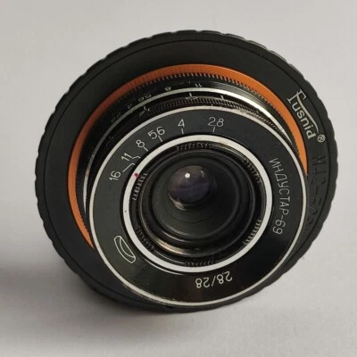 Industar-69 28mm F/2.8 USSR Pancake lens for Canon EOS mount, Infinity focus - Image 1 of 4