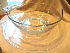Heisey Fern Salad Bowl Serving Bowl With Torte Under Plate Vintage - Picture 1 of 10