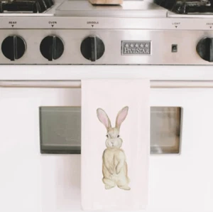 Toallas de té hechas a mano de acuarela conejo de Pascua toalla de cocina - Imagen 1 de 4