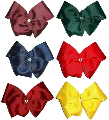 Clip de moño grande COLOR ESCOLAR 8” 8 pulgadas color jojo deportes carnaval liso Foto 1 de 4