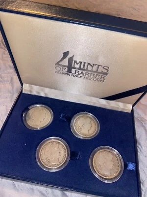 4 mints of barber silver half dollar collection with box 1904, 1906, 1908, 1910 - Image 1 of 4