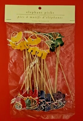 Pier 1 Imports Set Of 24 Elephant Picks for Food/Drinks (retired) FACTORY SEALED - Image 1 of 4