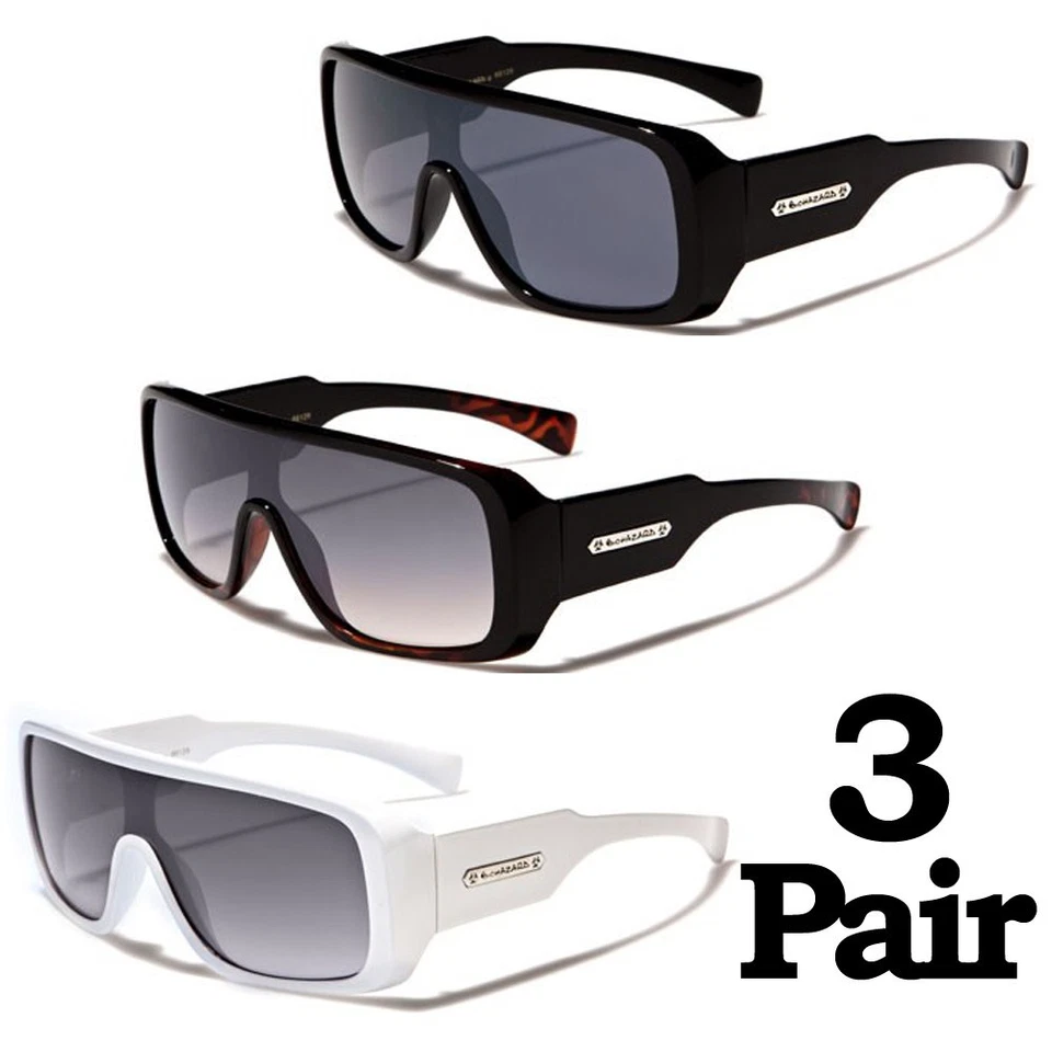 3 PAIR Biohazard Thick Boxy Square Frame Men's Sunglasses Amplifier Shades - Image 1 of 4