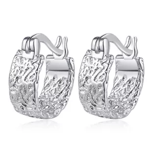 Pendientes de Plata Esterlina 925 Huggie Hoop Semicírculo Irregular Mujer Joyería - Imagen 1 de 5