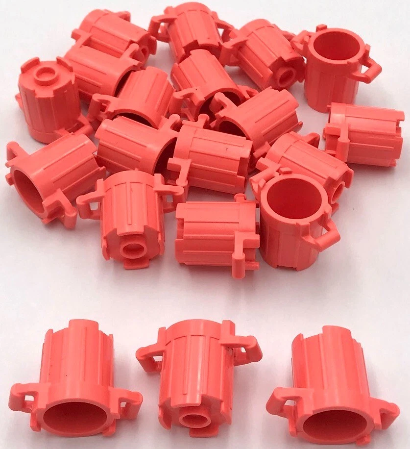 Lego 25 New Coral Containers Trash Cans with 4 Cover Holders Parts - Image 1 of 1