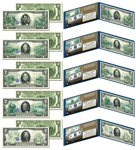 1914 Series FR Bank Notes Hybrid Commemorative - Set of All 5 Modern US $2 Bills Cover