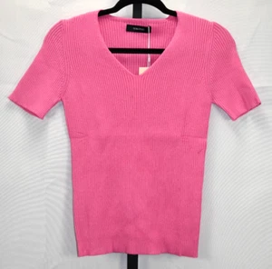 Dokotoo Pullover Short Sleeve Pink V-Neck Sweater Top Size M New With Tags - Picture 1 of 5