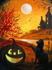 1.5x2 DOLLHOUSE MINIATURE PRINT OF PAINTING RYTA 1:12 HAUNTED HALLOWEEN HOUSE