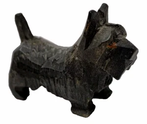 Carved Wood Scottish Terrier Dog Mini Miniature Figurine Scottie Folk Art .75" - Picture 1 of 9