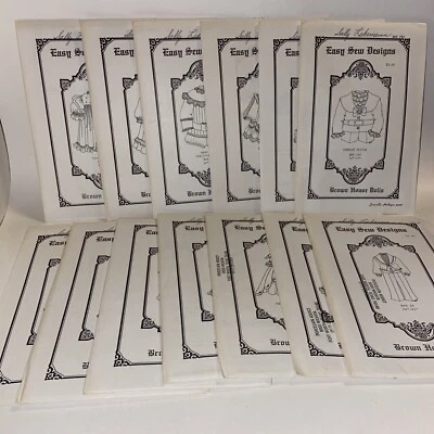 Lot Of 13 Brown House Dolls Easy Sew Designs Clothing Patterns Unused Uncut NEW - Image 1 of 4