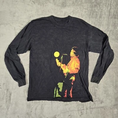 Jimi Hendrix Long Sleeve Shirt Men's Medium Black Psychedelic - Image 1 of 4