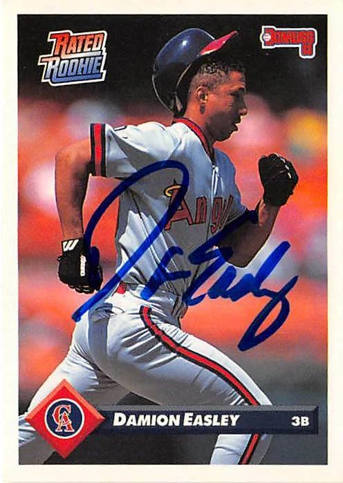 Damion Easley autographed baseball card (Angels) 1993 Donruss #457 Rated Rookie - Image 1 of 1