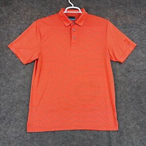 PGA Tour Polo Shirt Mens Medium Orange White Stripe Short Sleeve Golf Casual