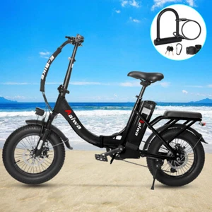 Aaiwa 750W Folding Electric Bike for Adult 16" Fat Tire 36V Beach City Ebike New - Picture 1 of 12
