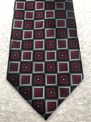 ALEXANDER JULIAN MENS TIE BURGUNDY WITH BLACK AND GRAY 3.75 X 60 - Image 1 of 4