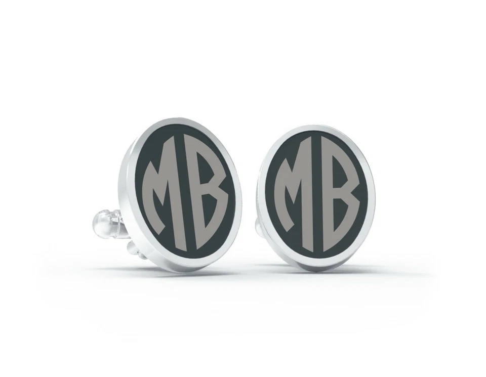 Gemelli da polso argento 925 e onice incisa  Personalizzabili con iniziali Ovali - Immagine 1 di 1