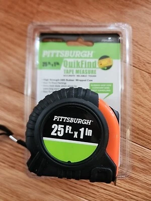 Pittsburgh 25ft x 1" Quick Find Rubber Grip & Thumb Lock Tape Measure- Brand New - Image 1 of 2