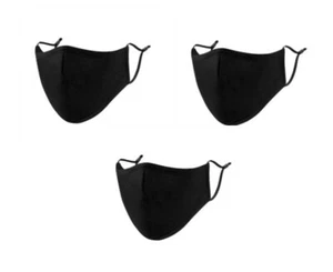 Virapro Baumwolle Wiederverwendbar Waschbar Schwarz Gesichtsmasken 3er Pack - Bild 1 von 4