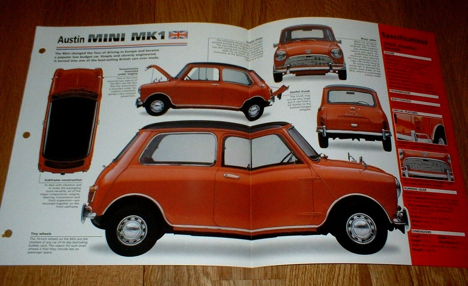 1959 Austin Seven Mini Mk1 Spec Sheet Brochure Poster Print Photo 59 60-67 - Image 1 of 1
