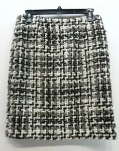Amanda + Chelsea Womens Black White Back Zip Knit Workwear Casual Mini Skirt 4 - Picture 1 of 10