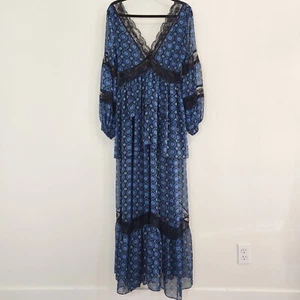 Misa Maxi Dress Womens Small Black Lace Tiered Flowy Witchy Fairy Prairie Long - Picture 1 of 18